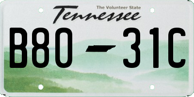 TN license plate B8031C