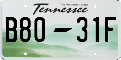 TN license plate B8031F