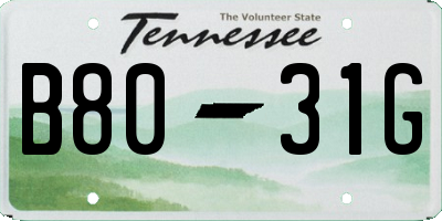 TN license plate B8031G