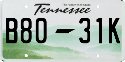 TN license plate B8031K