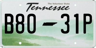TN license plate B8031P