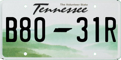 TN license plate B8031R