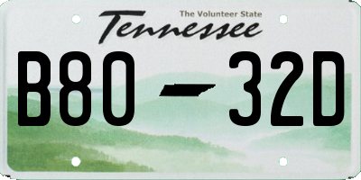 TN license plate B8032D