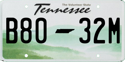 TN license plate B8032M