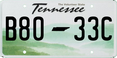 TN license plate B8033C