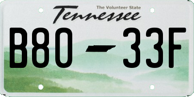 TN license plate B8033F