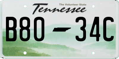 TN license plate B8034C