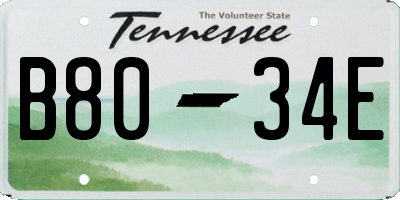 TN license plate B8034E