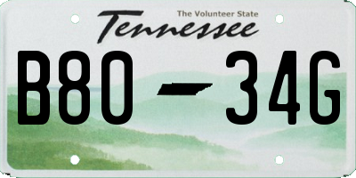 TN license plate B8034G