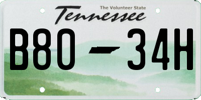 TN license plate B8034H