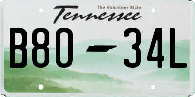 TN license plate B8034L