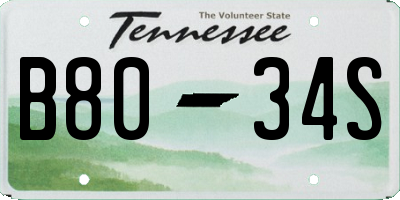 TN license plate B8034S