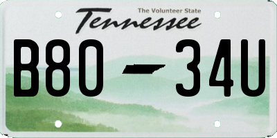 TN license plate B8034U