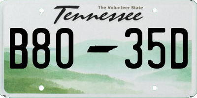 TN license plate B8035D