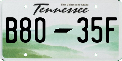 TN license plate B8035F