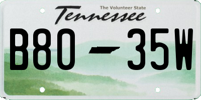 TN license plate B8035W