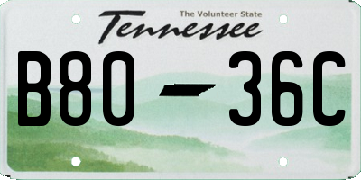 TN license plate B8036C