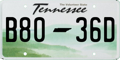 TN license plate B8036D