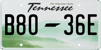 TN license plate B8036E
