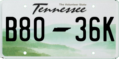 TN license plate B8036K
