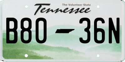 TN license plate B8036N