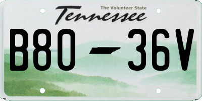 TN license plate B8036V
