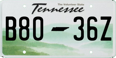 TN license plate B8036Z