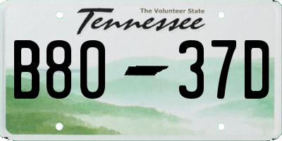TN license plate B8037D
