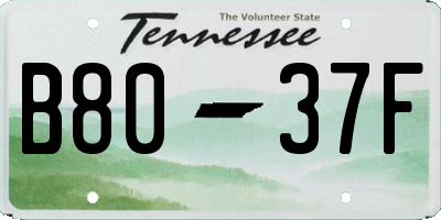 TN license plate B8037F