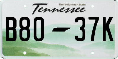 TN license plate B8037K