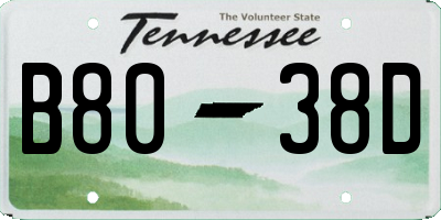 TN license plate B8038D