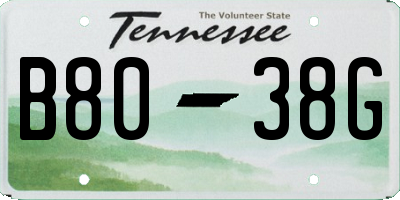 TN license plate B8038G