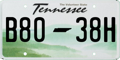 TN license plate B8038H