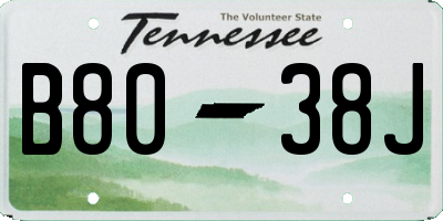 TN license plate B8038J