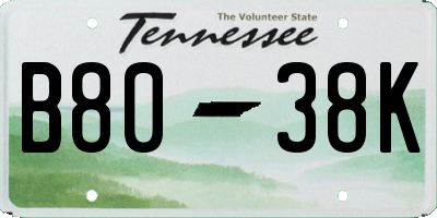 TN license plate B8038K