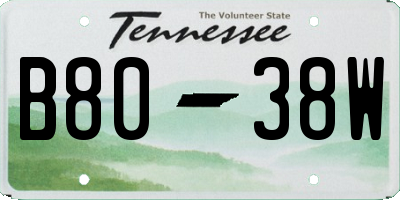 TN license plate B8038W