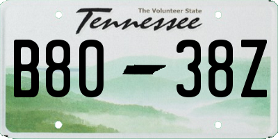 TN license plate B8038Z