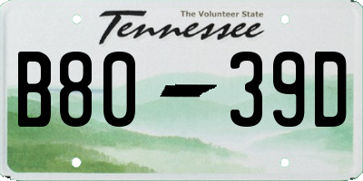 TN license plate B8039D
