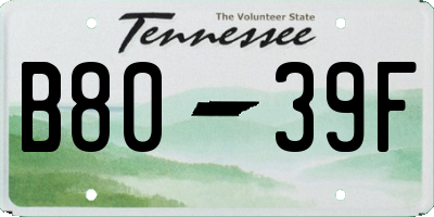 TN license plate B8039F