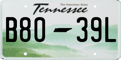 TN license plate B8039L