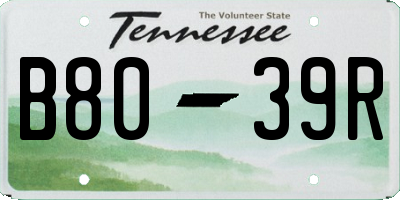 TN license plate B8039R