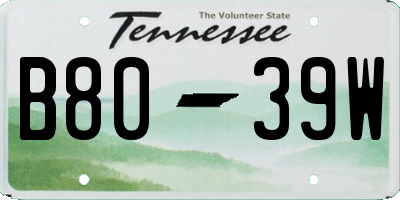 TN license plate B8039W
