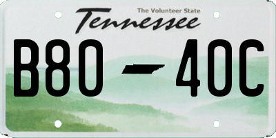 TN license plate B8040C