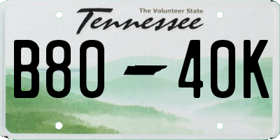 TN license plate B8040K