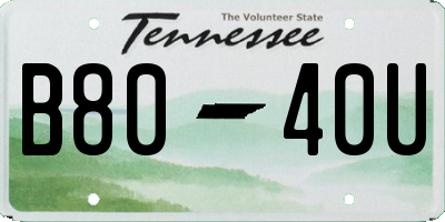 TN license plate B8040U