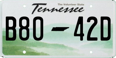 TN license plate B8042D