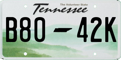 TN license plate B8042K