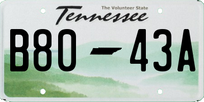 TN license plate B8043A