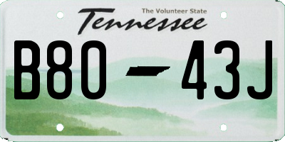 TN license plate B8043J