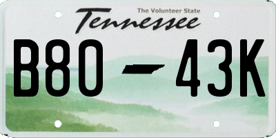 TN license plate B8043K